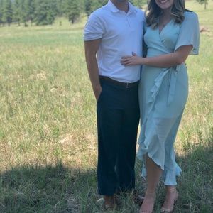 Francesca’s Light Blue High-Low Wrap Dress